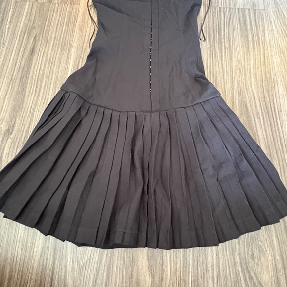 Windsor Dream Twirl Tie Strap Pleated A-Line Mini Dress Black Corset Detail - Picture 4 of 11